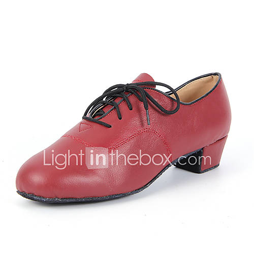 Women‘s Dance Shoes Modern Leather Cuban Heel Black/Red