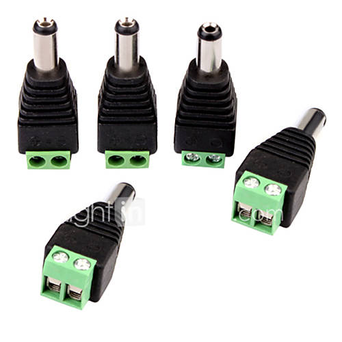 Image de 5pcs courant continu jack mÃ¢le Ã  2 vis conducteur de descente connecteur pour contrÃ´leur de lumiÃ¨re LED