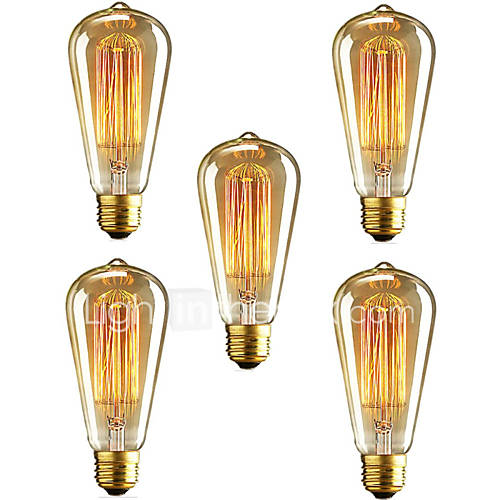 Image de 5pcs ST64 ampoule incandescente e27 40w edison vintage pour les cafÃ©s restaurants du club lumiÃ¨re (220-240)