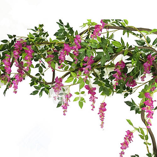 Image de 1 Une succursale Soie Violet Guirlande et Fleur Murale Fleurs artificielles 200CM