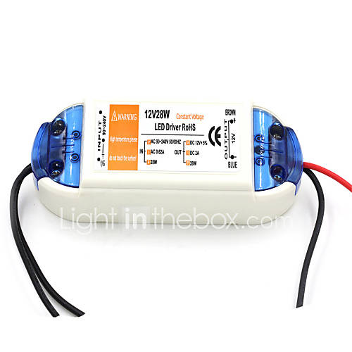 Image de ac 90 ~ 240v 0.62a dc 12v 2a 28w conduit conducteur de puissance - blanc orange,