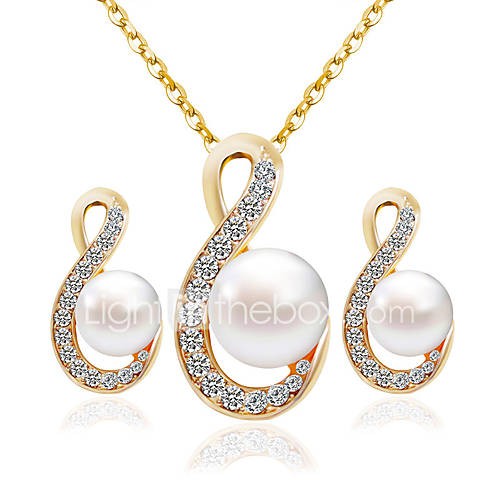 Image de Bijoux Colliers dÃ©coratifs Boucles d'oreille Nuptiales Parures Mode Mariage SoirÃ©e 1set Femme DorÃ© Cadeaux de mariage