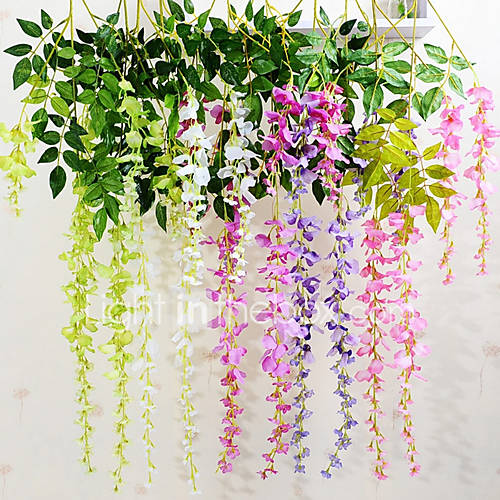 Image de 1 Une succursale Soie Violet Guirlande et Fleur Murale Fleurs artificielles 110CM