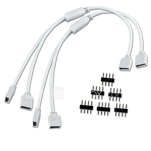 Image de 2pcs / lot 1 Ã  2 ports connexion femelle cÃ¢ble 4 broches pour splitter couleur conduit des lumiÃ¨res changeant de bande obtenir 6pcs