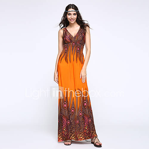 orange and purple maxi dress