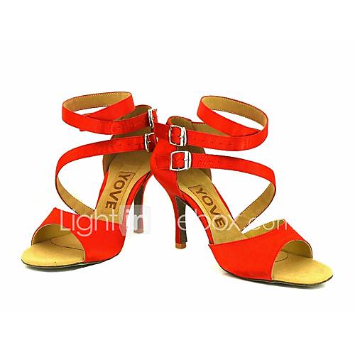 Image de Chaussures de danse(Noir / Bleu / Jaune / Rose / Violet / Rouge / Blanc) -Personnalisables-Talon PersonnalisÃ©-Satin-Latine / Salsa