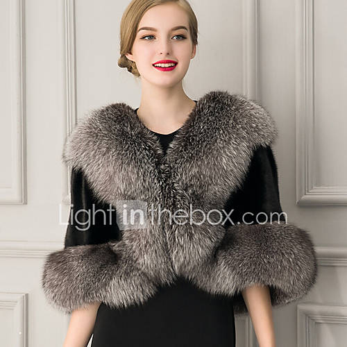 Women's Wrap Capelets Sleeveless Faux Fur Black Wedding / Party/Evening