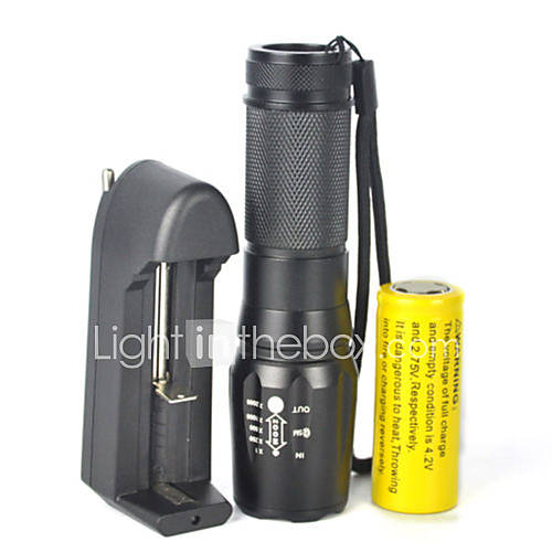 Image de 5 modes 2000lm xml t6 conduit avec zoom focale rÃ©glable lampe complÃ¨te torche lampe de poche avec chargeur de batterie