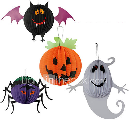 Image de 3pc lanternes suspendues papier araignÃ©e pour halloween partie de costume couleur alÃ©atoire