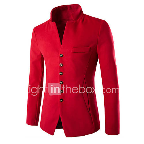 Image de Blazer Homme,Couleur Pleine DÃ©contractÃ© / Quotidien Travail simple Printemps Automne Manches longues Normal Coton