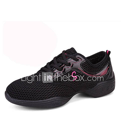 Image de Chaussures de danse(Noir / Blanc) -Non Personnalisables-Talon Plat-Cuir-Baskets de Danse / Moderne