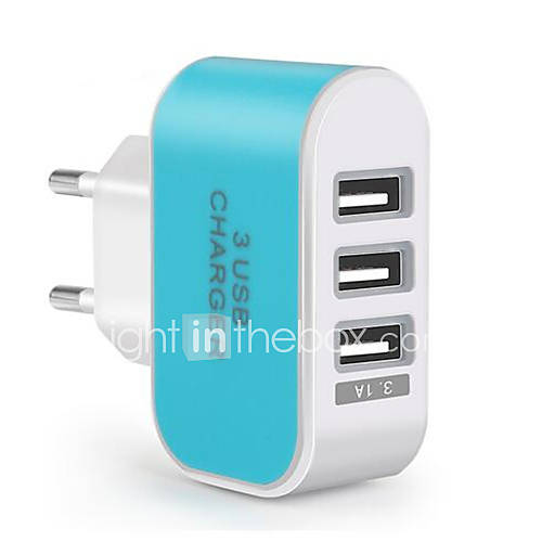 Image de Charge rapide / Ports multi Chargeur de portable Prise EU 3 ports USB Chargeur Seulement pour tÃ©lÃ©phone portable(5V , 3.1A)