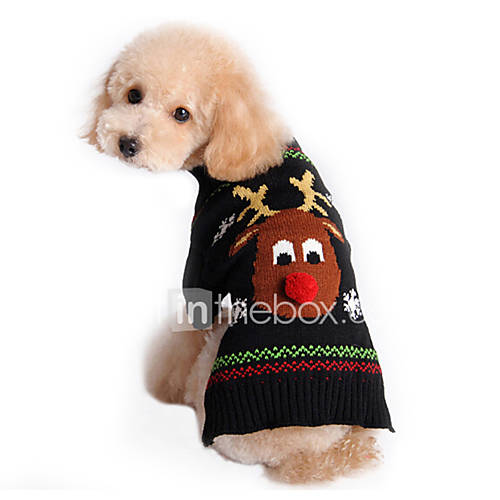 Image de Chat Chien Pull Noir VÃªtements pour Chien Hiver Printemps/Automne Renne Mignon Vacances NoÃ«l