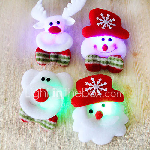 Image de 12pcs noÃ«l pÃ¨re noÃ«l Broche tissu flash lumineux dÃ©coration de NoÃ«l cadeau de NoÃ«l (style alÃ©atoire)