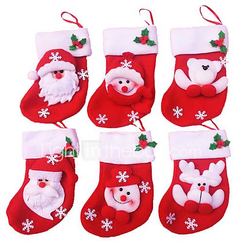 Image de 6pcs / lot de chaussettes noÃ«l joyeux noÃ«l, dÃ©coration pour la maison pÃ¨re noÃ«l cadeau noÃ«l dÃ©corations de noÃ«l dÃ©coration