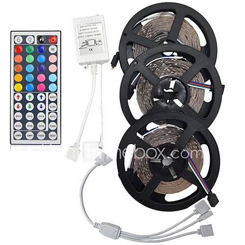 Image de 15m (3 5m) 3528 rgb lampe Ã  bandes souples sans eau impermÃ©able dc12v 600leds avec kit de contrÃ´le Ã  distance 44key