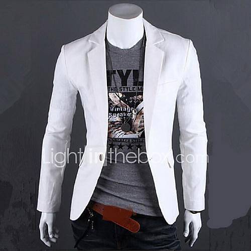 Image de Blazer Pour des hommes Couleur plaine DÃ©contractÃ© Coton / Lin Noir / Bleu / Vert / Rouge / Blanc
