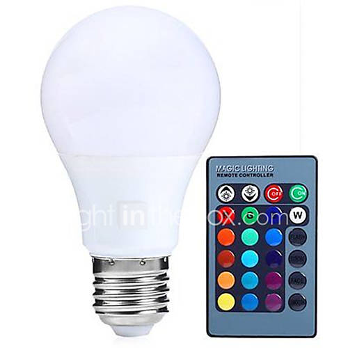 Image de 5W E26/E27 Ampoules Globe LED A60(A19) 15 SMD 5050 200-300 lm RVB K IntensitÃ© RÃ©glable CommandÃ©e Ã  Distance DÃ©corative V