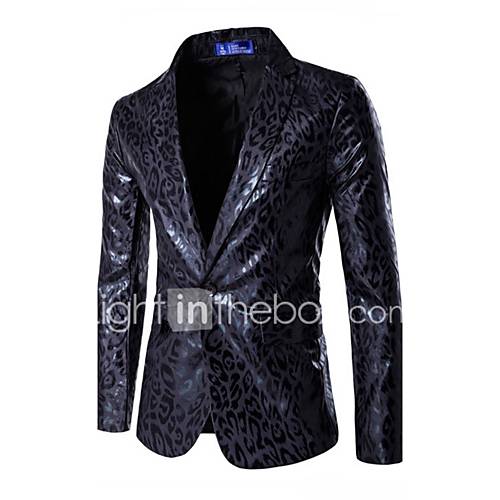 Image de Blazer Homme,LÃ©opard DÃ©contractÃ© / Quotidien Chinoiserie Printemps Automne Manches longues Revers CrantÃ© Normal Coton Polyester