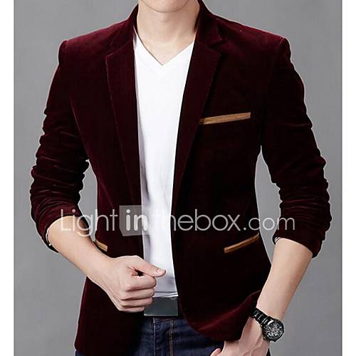 Image de Blazer Homme,Couleur Pleine SoirÃ©e DÃ©contractÃ© / Quotidien RÃ©tro Chic de Rue Automne Hiver Manches longues Col de Chemise Normal Coton