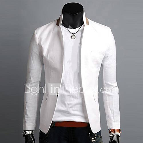 Image de Blazer Hommes,Couleur Pleine DÃ©contractÃ© / Quotidien Travail HabillÃ©es Printemps Automne Manches Longues Revers CrantÃ©Bleu Rouge Noir