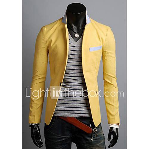Image de Blazer Hommes,Couleur Pleine DÃ©contractÃ© / Quotidien Manches Longues Coton