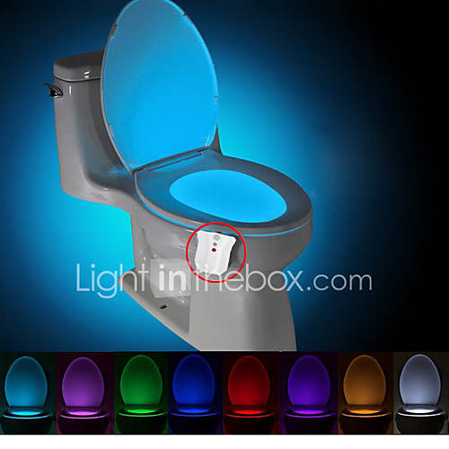 Image de brelong amÃ©liorÃ© impermÃ©able Ã  l'eau activÃ© par le mouvement nightlight de toilette conduit toilettes lumiÃ¨re salle de bains toilettes DC4.5V