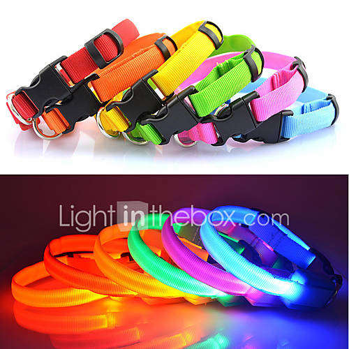 Image de Chat Chien Colliers Lampe LED Ajustable/RÃ©glable Solide Rouge Blanc Vert Bleu Incanardin Jaune Orange Nylon