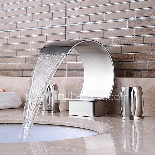 Separated Type Nickel Brushed Bathroom Luxury Waterfall Hot / Cold