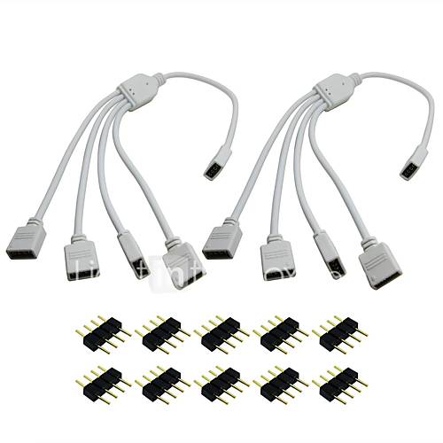 Image de 2pcs KWB / lot 1 Ã  4 ports connexion femelle cÃ¢ble 4 broches pour splitter couleur conduit des lumiÃ¨res changeant de bande obtenir 10pcs