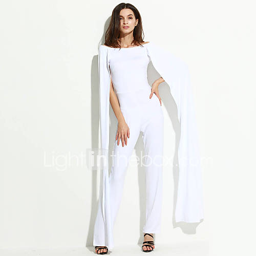 Women's Solid White Jumpsuits,Sexy Boat Neck Short Sleeve 5076381 2016
