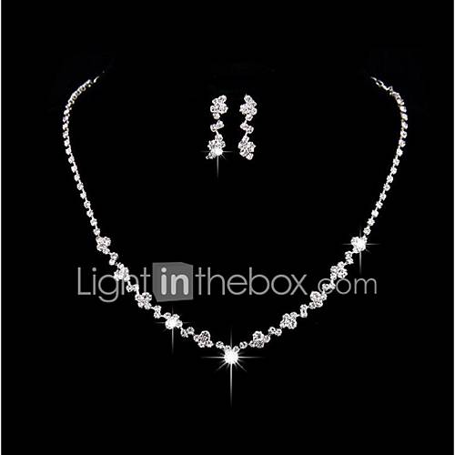 Image de Bijoux 1 Collier 1 Paire de Boucles d'Oreille Strass Mariage SoirÃ©e Alliage Strass PlaquÃ© argent 1set Femme Argent Cadeaux de mariage