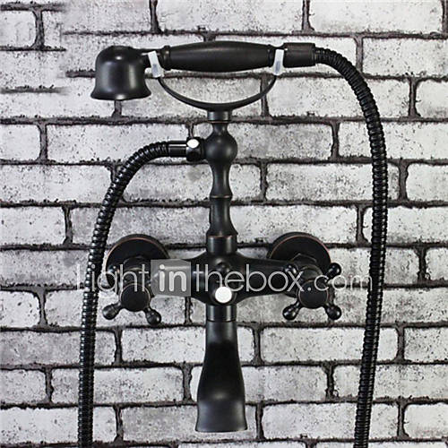 PHASAT® Traditional Bronze Finish 2 Handles Bathtub Faucet with Hand