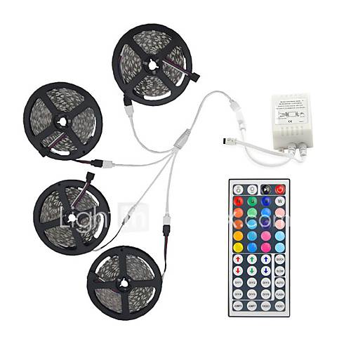 Image de 20m (4 5m) 5050 rgb 600 leds lamelles flexibles non Ã©tanches dc 12v 600leds avec kit de contrÃ´le Ã  distance 44key ir