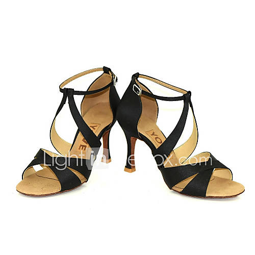 Image de Chaussures de danse(Noir Bleu Jaune Rose Violet Rouge Blanc) -Personnalisables-Talon PersonnalisÃ©-Satin-Latines Salsa