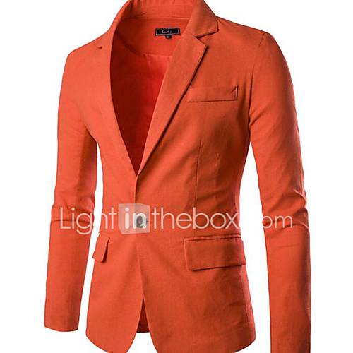 Image de Blazer Homme,Couleur Pleine Sortie simple Chic de Rue Printemps EtÃ© Manches longues Col de Chemise Normal Polyester