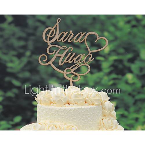 Wood Cake Topper Custom with Couple's Names Wedding Cake Topper in
