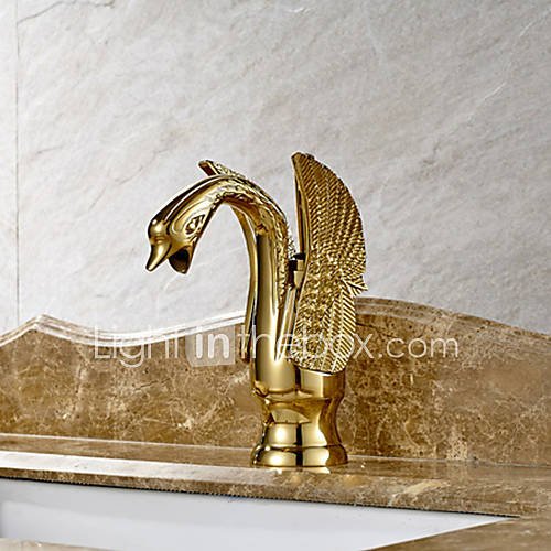 Art Deco/Retro Widespread Single Handle One Hole in TiPVD Bathroom