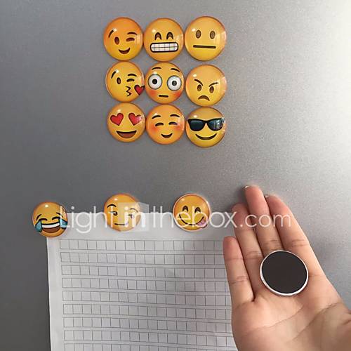 Image de 2 pcs mignon rond sourire de bande dessinÃ©e emoji visage rÃ©frigÃ©rateur autocollant aimant jouet emoji alÃ©atoire