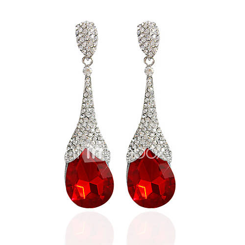 Image de Boucles d'oreille goutte Boucles d'oreille gitane Boucles d'oreilles Bijoux Femme Mariage SoirÃ©e DÃ©contractÃ© Alliage Strass 1 paireRouge
