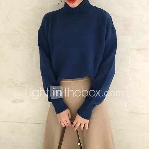 Image de 2016 nouveaux loisirs minimaliste Ã©pais col chaud Ã  haute couleur bonbon couverture femmes pull en tricot Ã  manches longues corÃ©enne