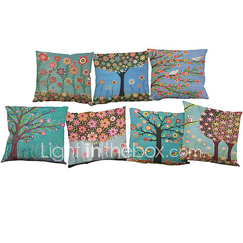 Image de 7 pcs Lin Housse de coussin Taie d'oreiller,Solide NouveautÃ© TexturÃ© Vie Sauvage Citations & DictonsModerne/Contemporain DÃ©contractÃ©