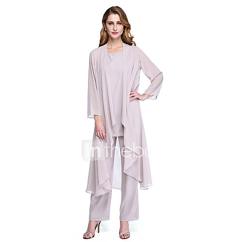 LAN TING BRIDE Funda / Columna Vestido de Madrina - Chal Incluido Hasta el Tobillo Manga Larga Raso - Plisado LAN TING BRIDE Funda / Columna Vestido de Madrina - Chal Incluido Hasta el Tobillo Manga Larga Raso - Plisado