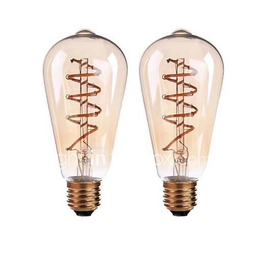 Image de B22 E26/E27 Ampoules Ã  Filament LED ST64 4 COB 400 lm Blanc Chaud 2700-3500 K IntensitÃ© RÃ©glable AC 100-240 AC 110-130 V