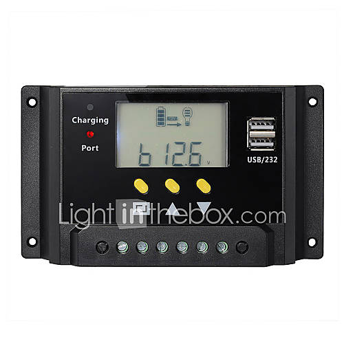 Image de 30a PWM rÃ©gulateur de charge de la batterie du contrÃ´leur solaire Dual USB 12v 24v LCD