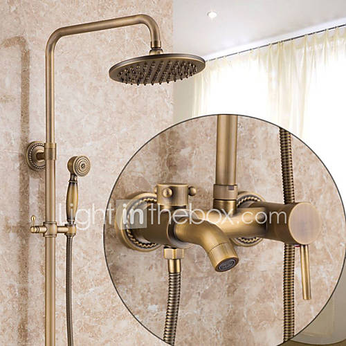 Image de Antique Rustique Moderne Set de centre Cascade Pivotant Douche with Soupape cÃ©ramique Mitigeur un trou for Cuivre antique , Robinet de
