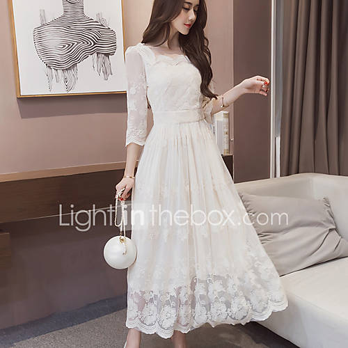 Image de Ample Robe Femme DÃ©contractÃ© / Quotidien Sexy Mignon,Couleur Pleine AsymÃ©trique Maxi Manches Longues Lin Printemps Taille Haute