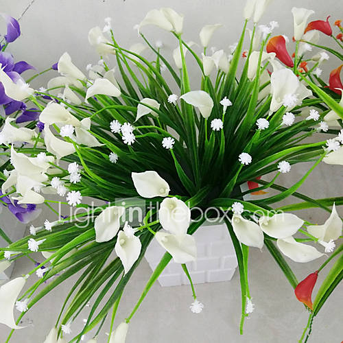 Image de 1 Une succursale Plastique Calla Lily Fleur de Table Fleurs artificielles 25
