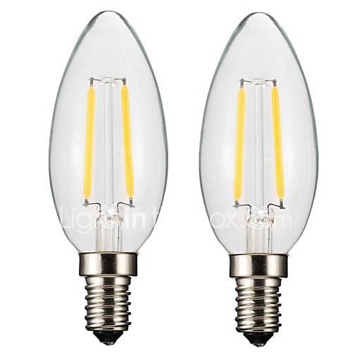 Image de 2W E14 E12 Ampoules Ã  Filament LED CA35 2 COB 150-200 lm Blanc Chaud 2700-3500 K IntensitÃ© RÃ©glable AC 100-240 AC 110-130 V