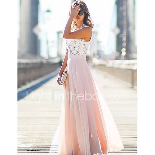 Image de Ample Robe Femme DÃ©contractÃ© / Quotidien simple,Couleur Pleine Col Ras du Cou Maxi Sans Manches Coton Automne Taille Normale